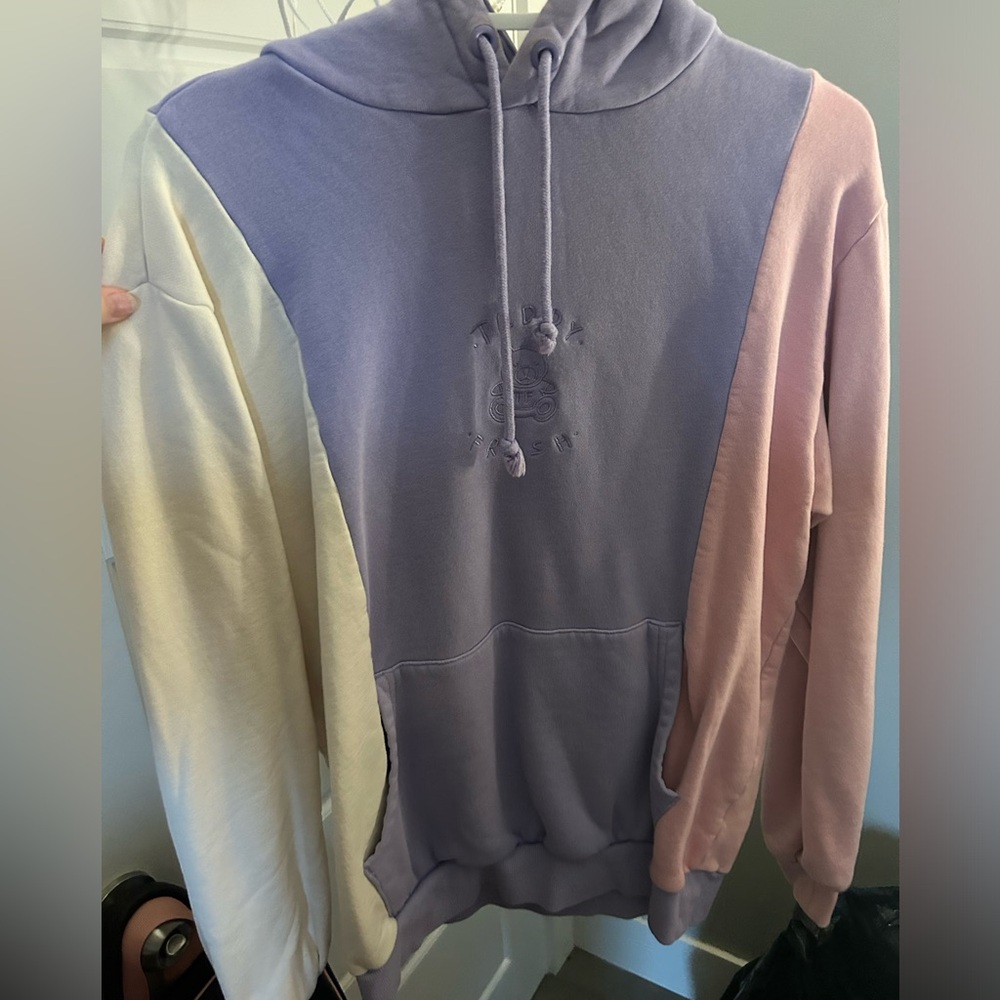 Teddy Fresh Women’s Hoodie in Pink, White, and Purple